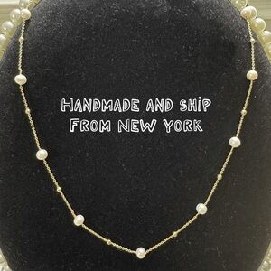 Elegant Gold Pearl Necklace